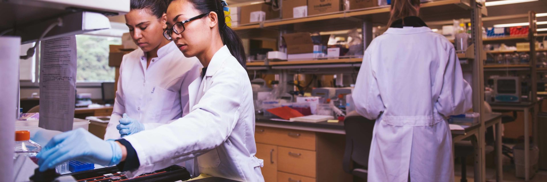 Photo of researchers in a lab setting.